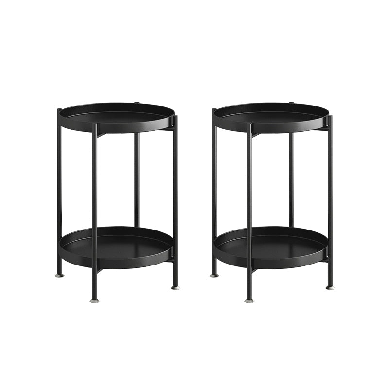 Mid-Century Tray Top Corner Table 4 Legs Metal Side End Table with Storage