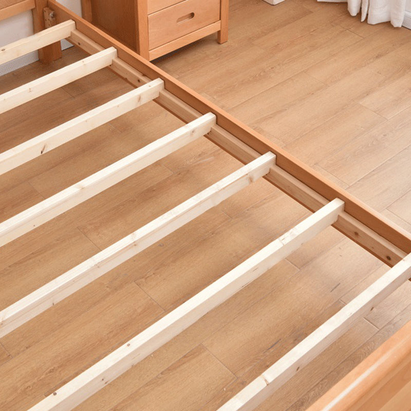 Cama estándar de madera contemporánea, cama de cabecera de panel rectangular