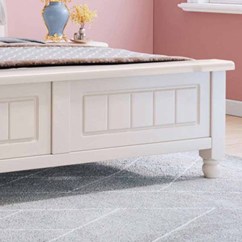 Eigentijds hout gebogen standaardbed, wit paneel hoofdeinde bodem