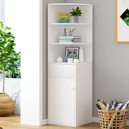 Contemporary White Water Resistant Cabinet with Drawers Corner Cabinet 11.8"L x 11.8"W x 53.1"H 1 Clearhalo 'Cabinets & Chests' 'cabinets_chests' 'furn' 'furn_cabinets_chests' 'Furniture' 'Living Room Furniture' 6159061
