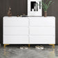 Contemporary Wooden Accent Chest with Metal Straight Legs and Drawers