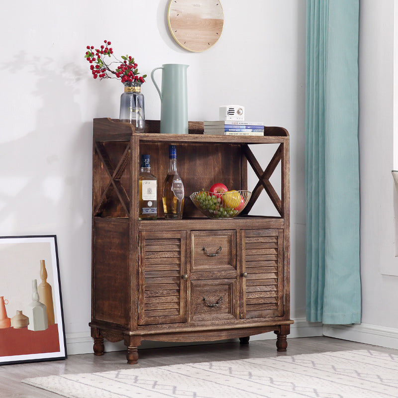 Mid-Century Modern Accent Cabinet with Drawers and Doors in Solid Wood Brown Clearhalo 'Cabinets & Chests' 'cabinets_chests' 'furn' 'furn_cabinets_chests' 'Furniture' 'Living Room Furniture' 6159194