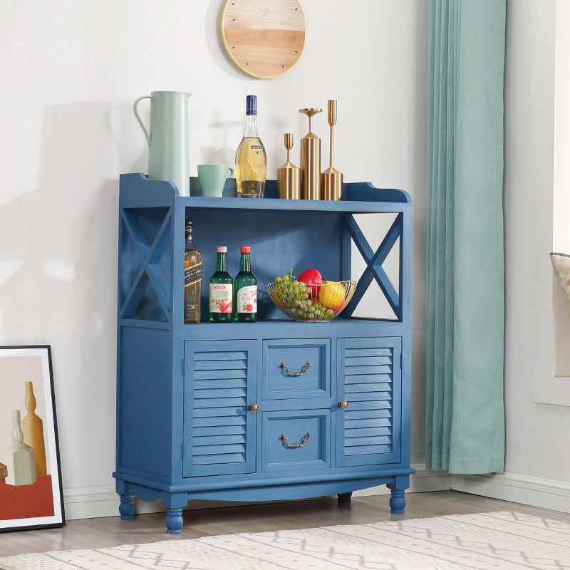 Mid-Century Modern Accent Cabinet with Drawers and Doors in Solid Wood Blue Clearhalo 'Cabinets & Chests' 'cabinets_chests' 'furn' 'furn_cabinets_chests' 'Furniture' 'Living Room Furniture' 6159196