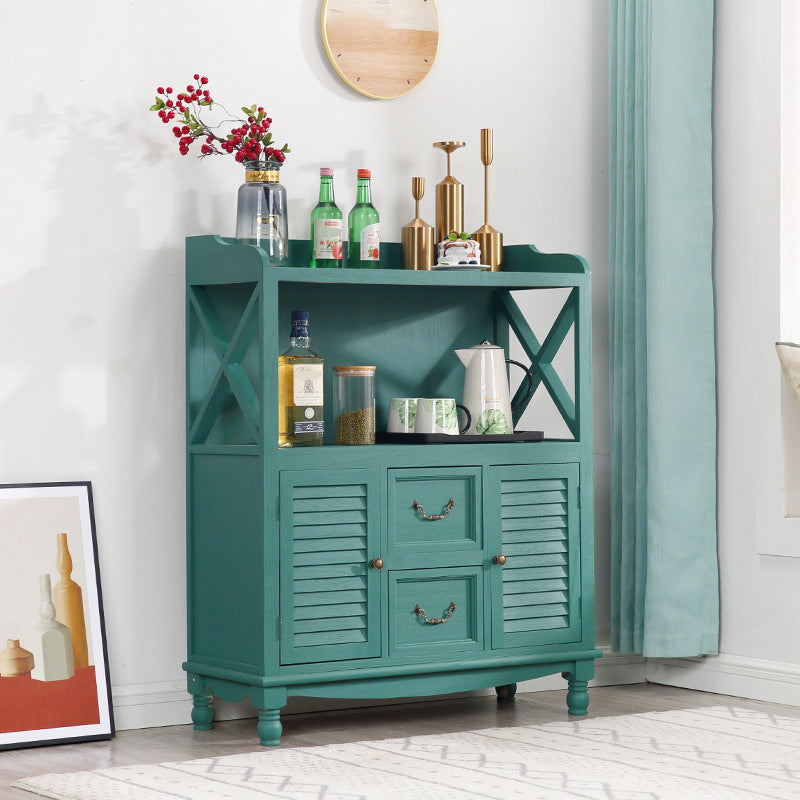 Mid-Century Modern Accent Cabinet with Drawers and Doors in Solid Wood Green Clearhalo 'Cabinets & Chests' 'cabinets_chests' 'furn' 'furn_cabinets_chests' 'Furniture' 'Living Room Furniture' 6159197