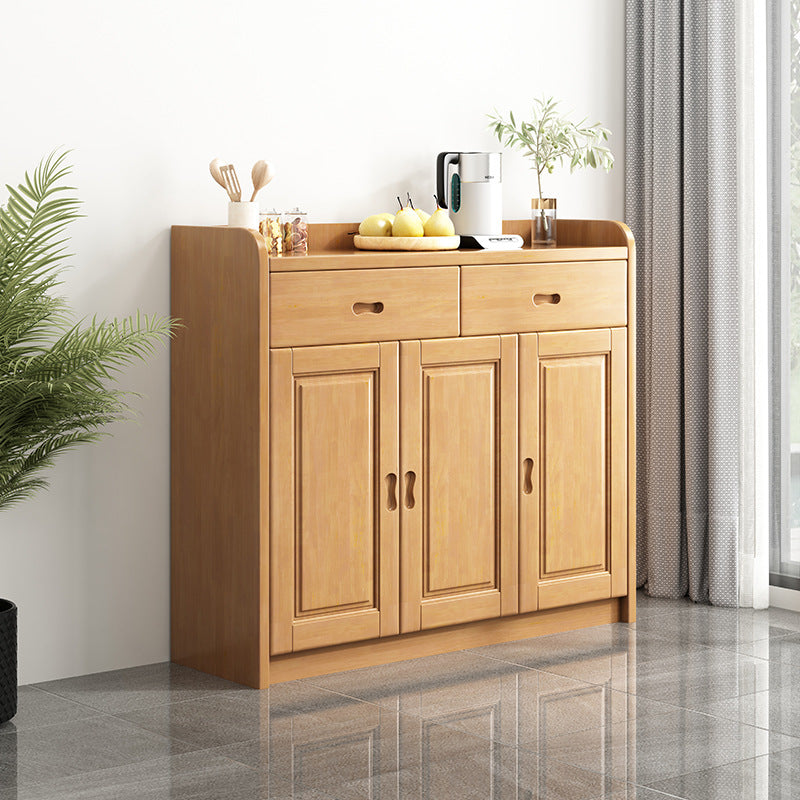 Modern Accent Cabinet with 2 Drawers in Rubberwood Wooden Cabinet Natural Clearhalo 'Cabinets & Chests' 'cabinets_chests' 'furn' 'furn_cabinets_chests' 'Furniture' 'Living Room Furniture' 6159296