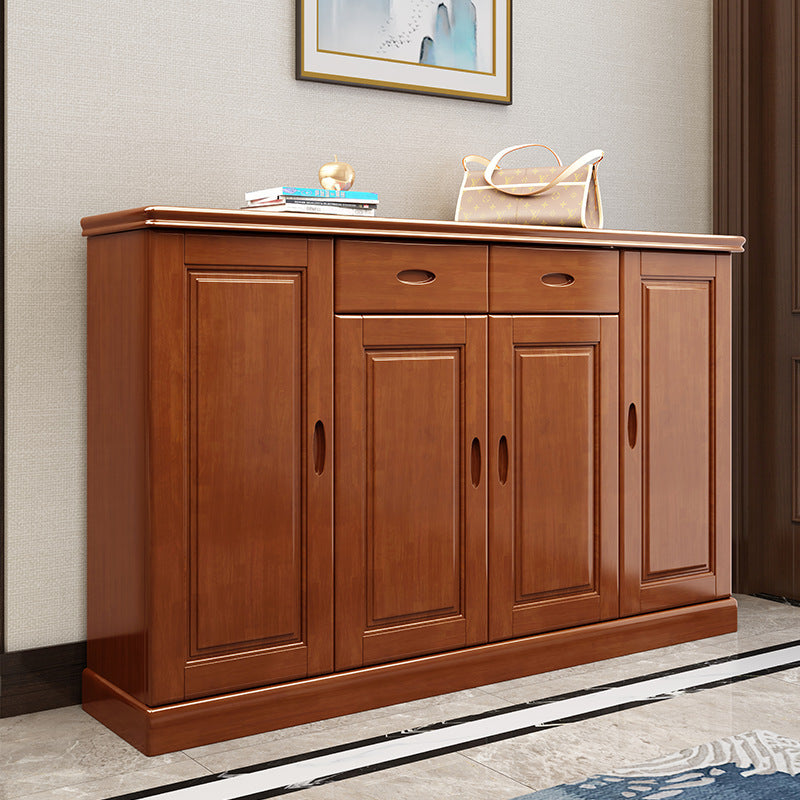 Moderne moderne accentkast uit het midden van de eeuw met laden en planken in rubberwood