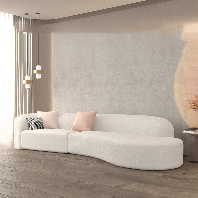 Contemporary Fabric/Faux Leather Tight Back Sofa Tuxedo Arm Curved Seating 110.2"L x 35.4"W x 29.5"H Clearhalo 'furn' 'furn_sofas' 'Furniture' 'Living Room Furniture' 'Sofa' 'sofas' 6159308