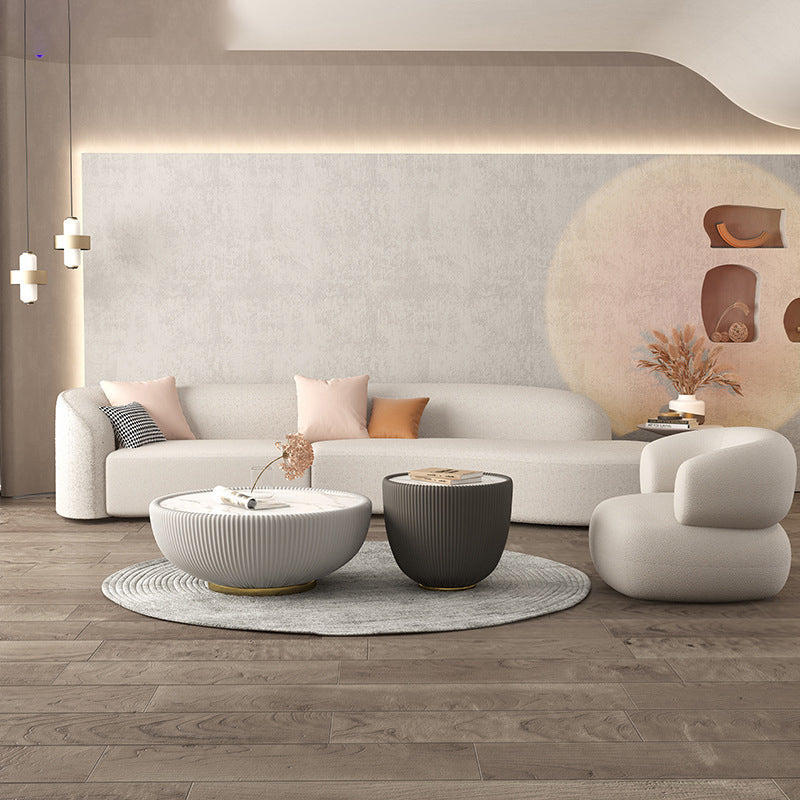 Contemporary Fabric/Faux Leather Tight Back Sofa Tuxedo Arm Curved Seating Clearhalo 'furn' 'furn_sofas' 'Furniture' 'Living Room Furniture' 'Sofa' 'sofas' 6159310