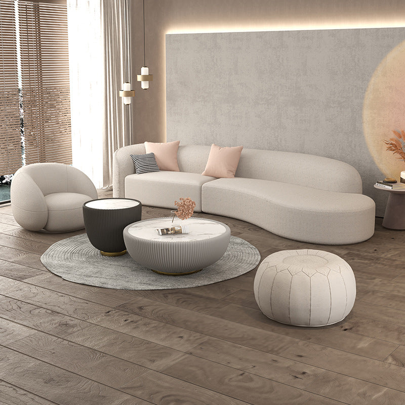 Contemporary Fabric/Faux Leather Tight Back Sofa Tuxedo Arm Curved Seating Clearhalo 'furn' 'furn_sofas' 'Furniture' 'Living Room Furniture' 'Sofa' 'sofas' 6159311