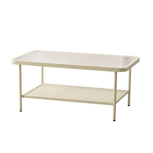 長方形のガラスコーヒー表15.75 "H棚付きのカクテルテーブル