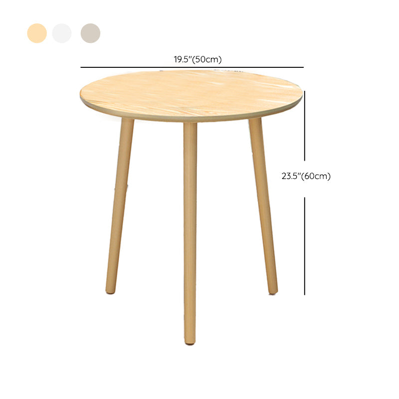 Table basse ronde contemporaine en bois, table de cocktail à 3 pieds
