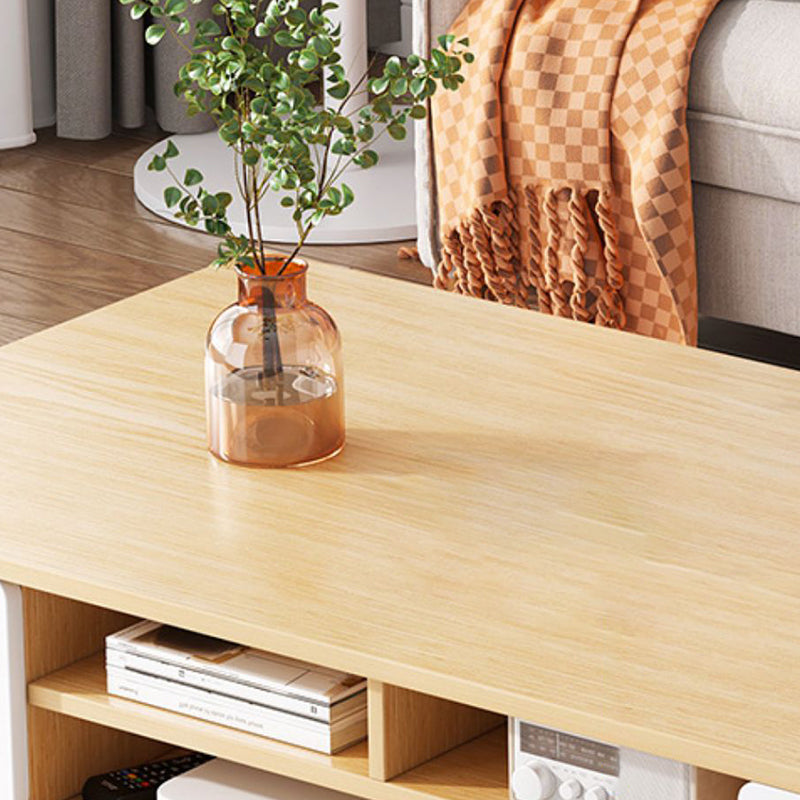 Rectangle Wooden Coffee Table 16.53"H 4 Legs Cocktail Table with Storage Clearhalo 'Coffee & Accent Tables' 'Coffee Tables' 'coffee_tables' 'furn' 'furn_coffee_tables' 'Furniture' 'Living Room Furniture' 6159410