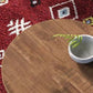 Contemporary Wooden Top Round Coffee Table with Black Metal Frame Base