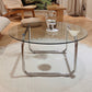 Contemporary Round Glass Top Cocktail Table with Sled Steel Base Clearhalo 'Coffee & Accent Tables' 'Coffee Tables' 'coffee_tables' 'furn' 'furn_coffee_tables' 'Furniture' 'Living Room Furniture' 6159432