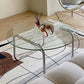 Contemporary Round Glass Top Cocktail Table with Sled Steel Base Clearhalo 'Coffee & Accent Tables' 'Coffee Tables' 'coffee_tables' 'furn' 'furn_coffee_tables' 'Furniture' 'Living Room Furniture' 6159434