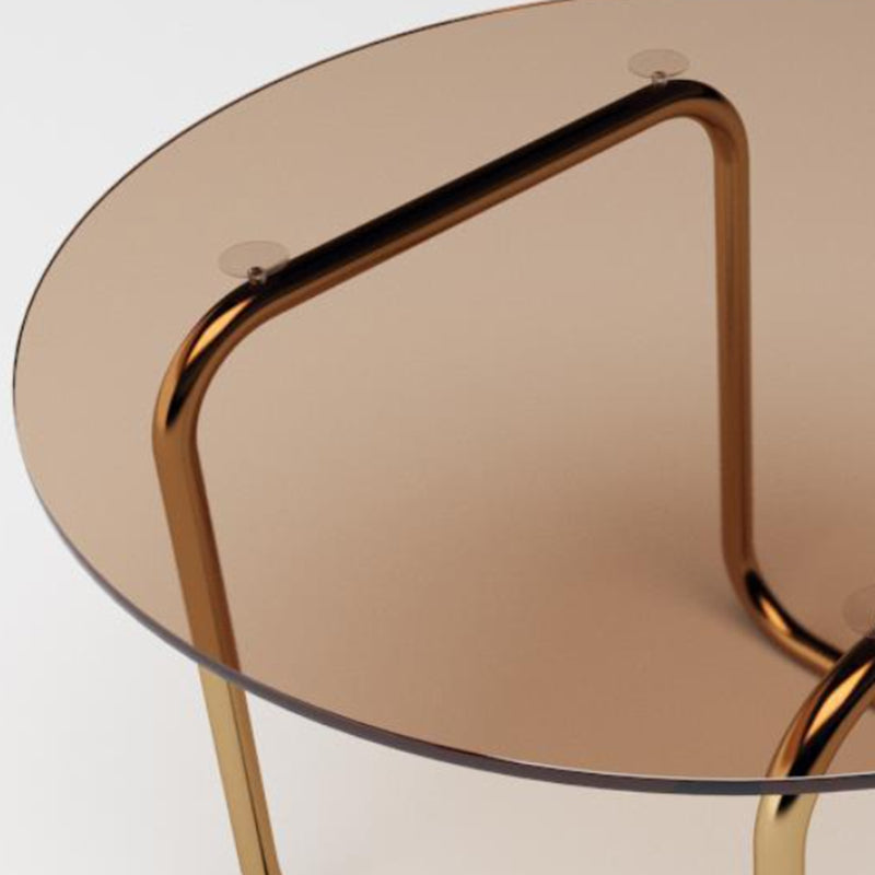 Contemporary Round Glass Top Cocktail Table with Sled Steel Base Clearhalo 'Coffee & Accent Tables' 'Coffee Tables' 'coffee_tables' 'furn' 'furn_coffee_tables' 'Furniture' 'Living Room Furniture' 6159437