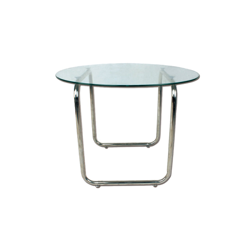 Contemporary Round Glass Top Cocktail Table with Sled Steel Base Clearhalo 'Coffee & Accent Tables' 'Coffee Tables' 'coffee_tables' 'furn' 'furn_coffee_tables' 'Furniture' 'Living Room Furniture' 6159440