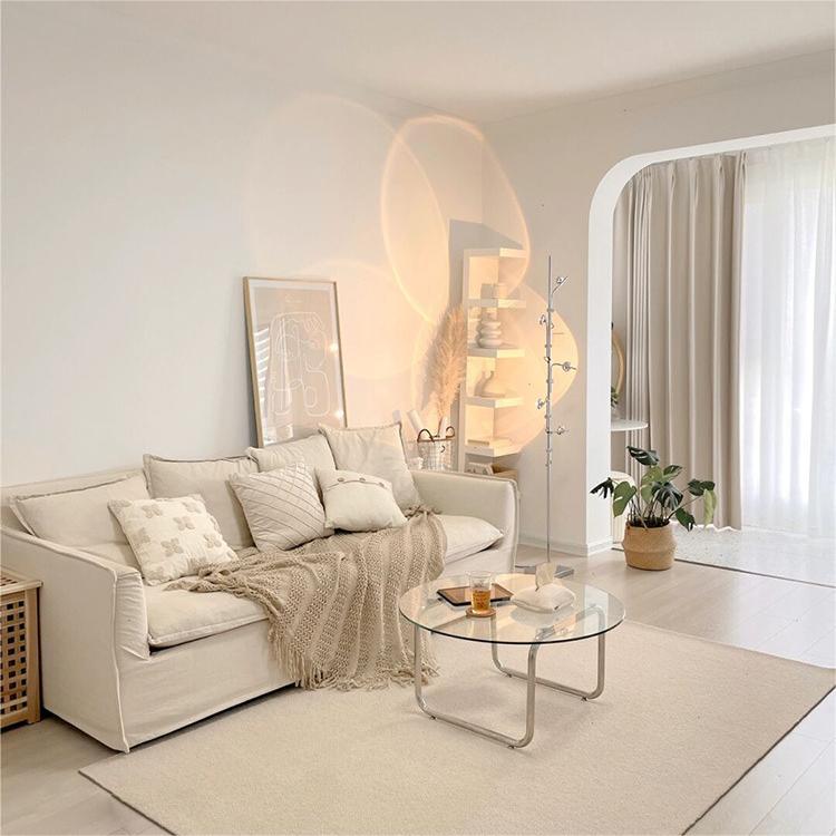 Contemporary Round Glass Top Cocktail Table with Sled Steel Base Clearhalo 'Coffee & Accent Tables' 'Coffee Tables' 'coffee_tables' 'furn' 'furn_coffee_tables' 'Furniture' 'Living Room Furniture' 6159444