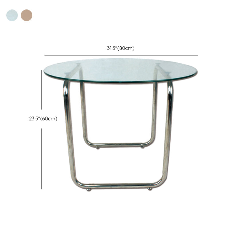 Contemporary Round Glass Top Cocktail Table with Sled Steel Base Clearhalo 'Coffee & Accent Tables' 'Coffee Tables' 'coffee_tables' 'furn' 'furn_coffee_tables' 'Furniture' 'Living Room Furniture' 6159448