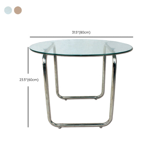 Contemporary Round Glass Top Cocktail Table with Sled Steel Base Clearhalo 'Coffee & Accent Tables' 'Coffee Tables' 'coffee_tables' 'furn' 'furn_coffee_tables' 'Furniture' 'Living Room Furniture' 6159448