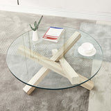 Scandinavian Coffee Table with Solid Wood Cross Legs in Natural Clearhalo 'Coffee & Accent Tables' 'Coffee Tables' 'coffee_tables' 'furn' 'furn_coffee_tables' 'Furniture' 'Living Room Furniture' 6159450