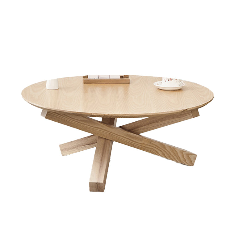 Table basse scandinave avec pieds croisés en bois massif naturel
