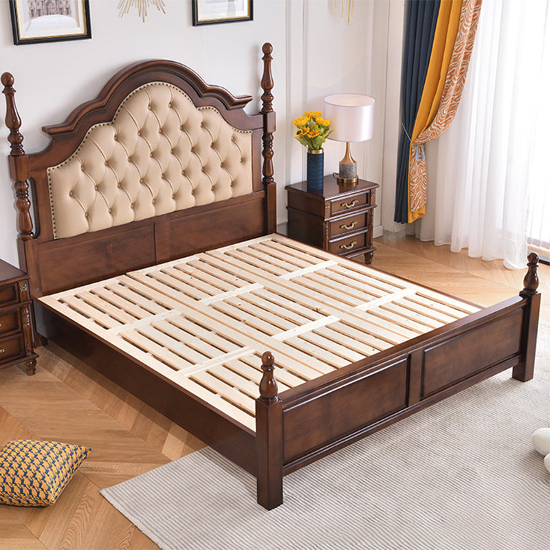 Brown Wood King Bed Tufted Nailhead Upholstered Bed Frame with Headboard Single Bed Unavailable Clearhalo 'Bedroom Furniture' 'Beds' 'furn' 'furn_beds' 'Furniture' 6159479