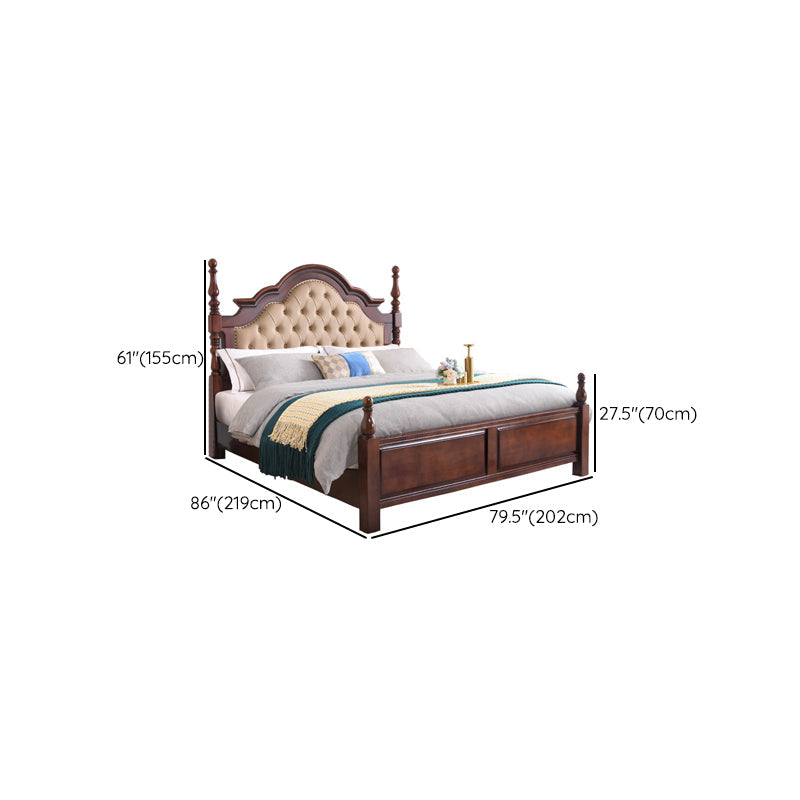 Brown Wood King Bed Tufted Nailhead Upholstered Bed Frame with Headboard Clearhalo 'Bedroom Furniture' 'Beds' 'furn' 'furn_beds' 'Furniture' 6159489