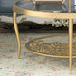 Contemporary Round Glass Top Coffee Table with Iron 4 Legs and Shelf Clearhalo 'Coffee & Accent Tables' 'Coffee Tables' 'coffee_tables' 'furn' 'furn_coffee_tables' 'Furniture' 'Living Room Furniture' 6159529