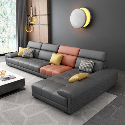 39.37 " H Faux Leather Pillow Top Arm Sofa & Chaise for Living Room