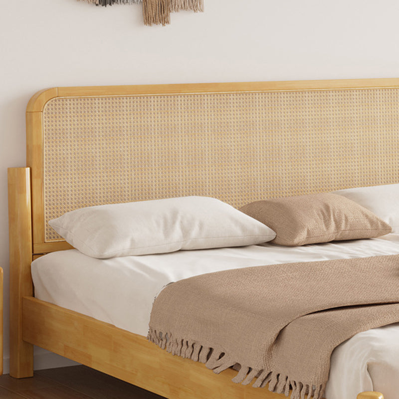 84.65 inch Wide Tropical Bed Frame Rubberwood Bed with Headboard Clearhalo 'Bedroom Furniture' 'Beds' 'furn' 'furn_beds' 'Furniture' 6159582