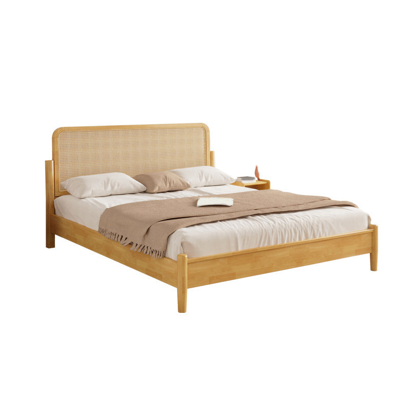 84.65 inch Wide Tropical Bed Frame Rubberwood Bed with Headboard Clearhalo 'Bedroom Furniture' 'Beds' 'furn' 'furn_beds' 'Furniture' 6159583