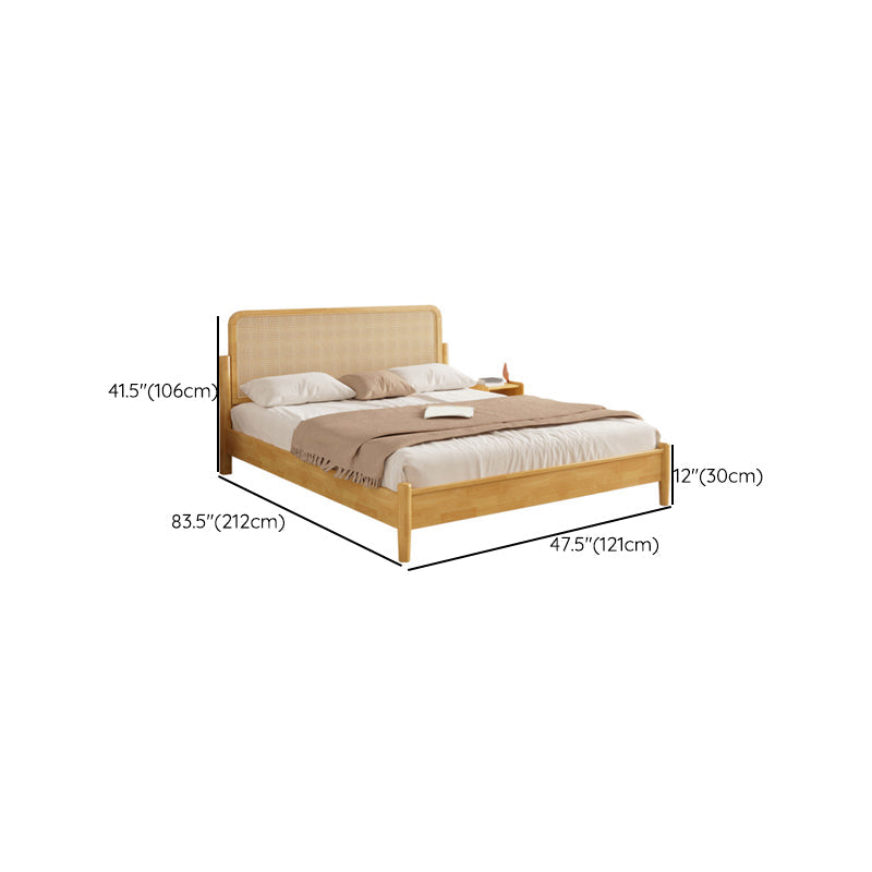 84.65 inch Wide Tropical Bed Frame Rubberwood Bed with Headboard Clearhalo 'Bedroom Furniture' 'Beds' 'furn' 'furn_beds' 'Furniture' 6159587
