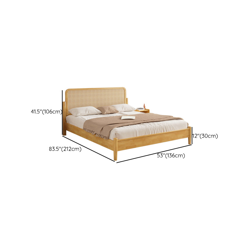 84.65 inch Wide Tropical Bed Frame Rubberwood Bed with Headboard Clearhalo 'Bedroom Furniture' 'Beds' 'furn' 'furn_beds' 'Furniture' 6159588