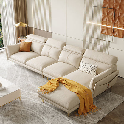 Glam Style 36.22 "H White Faux Leather Brazo acampanado sofá y chaise