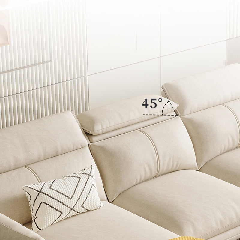Glam Style 36.22 "H White Faux Leather Brazo acampanado sofá y chaise