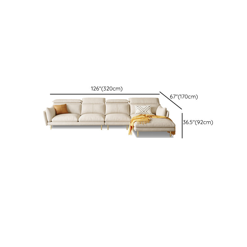 Glam Style 36.22 "H White Faux Leather Brazo acampanado sofá y chaise