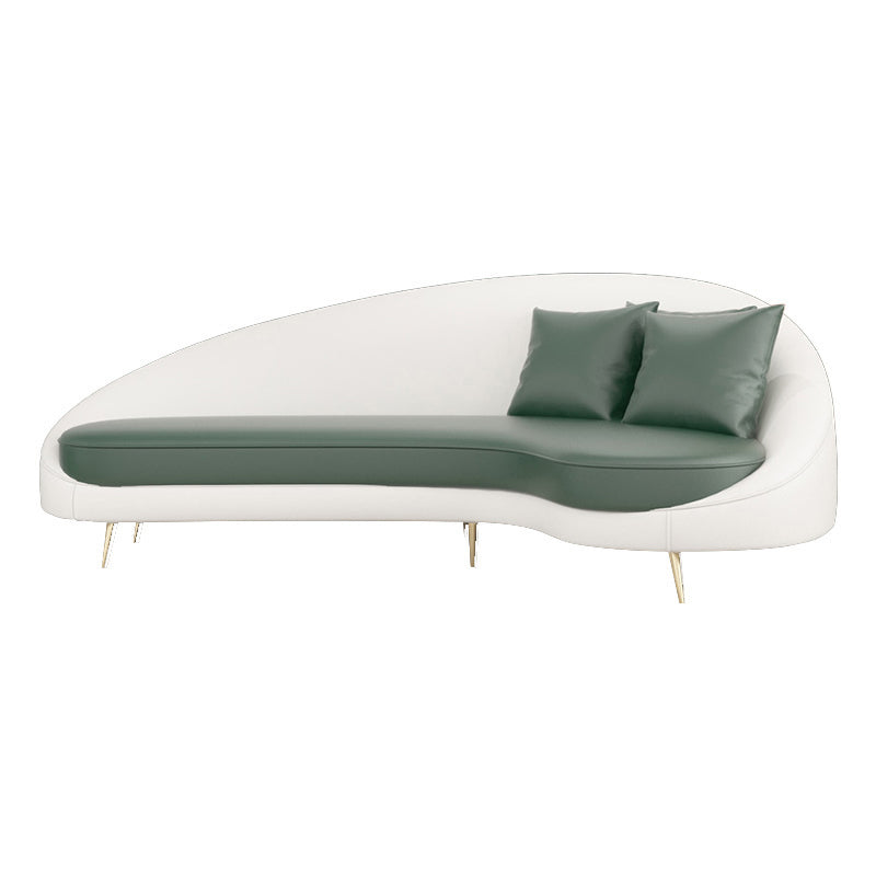 Divano con braccio inclinata in pelle di divano curvo a fondo stretto contemporaneo