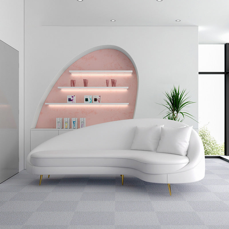 Divano con braccio inclinata in pelle di divano curvo a fondo stretto contemporaneo