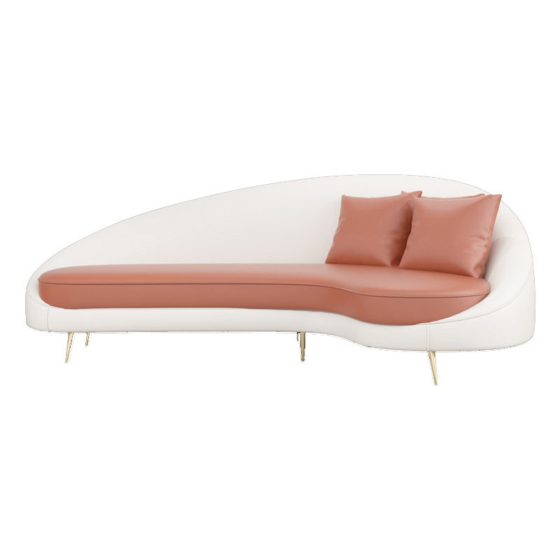 Divano con braccio inclinata in pelle di divano curvo a fondo stretto contemporaneo