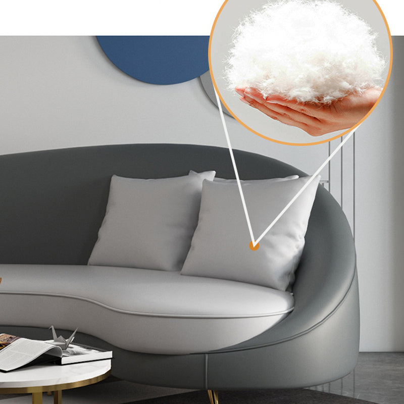 Divano con braccio inclinata in pelle di divano curvo a fondo stretto contemporaneo