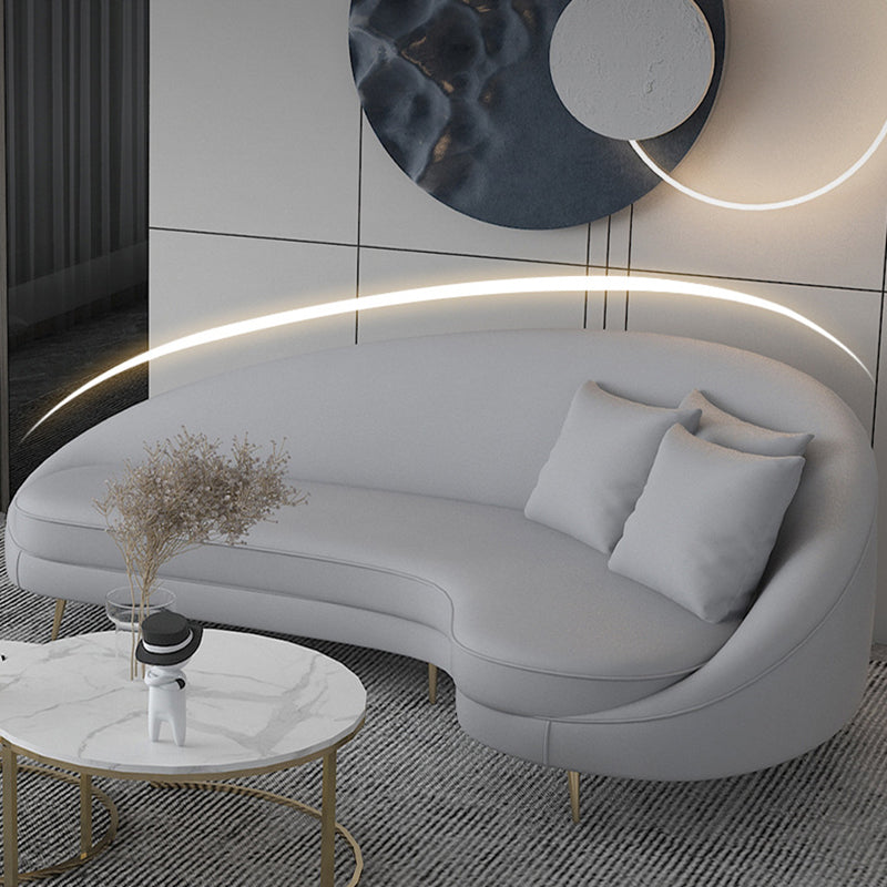 Divano con braccio inclinata in pelle di divano curvo a fondo stretto contemporaneo
