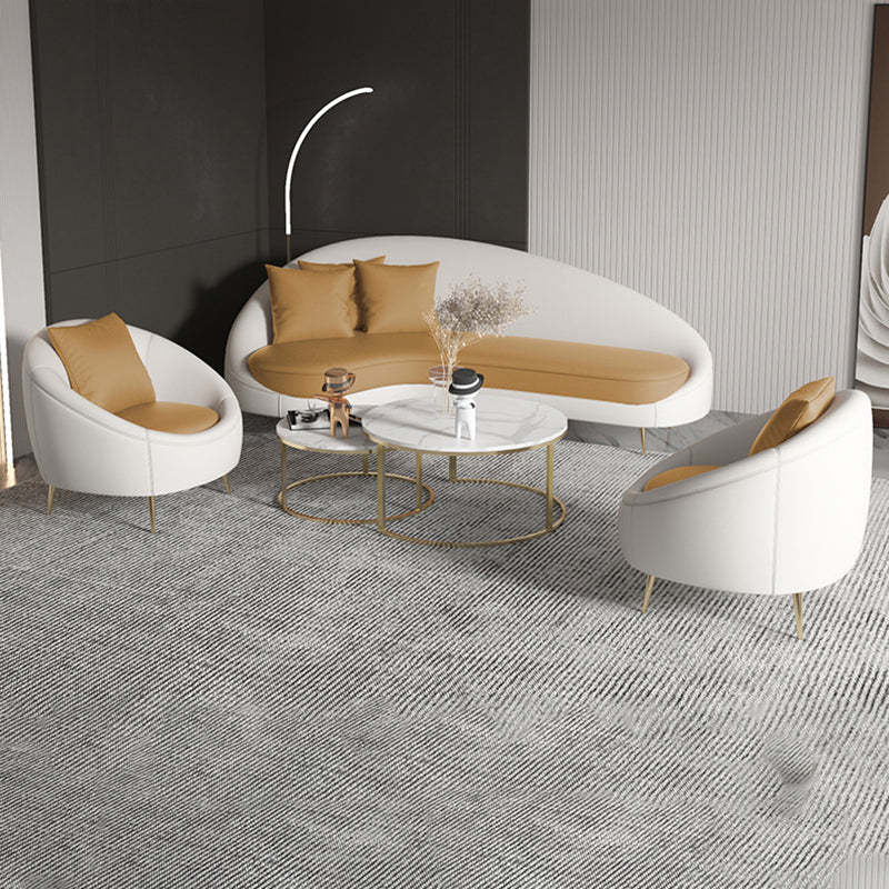 Divano con braccio inclinata in pelle di divano curvo a fondo stretto contemporaneo