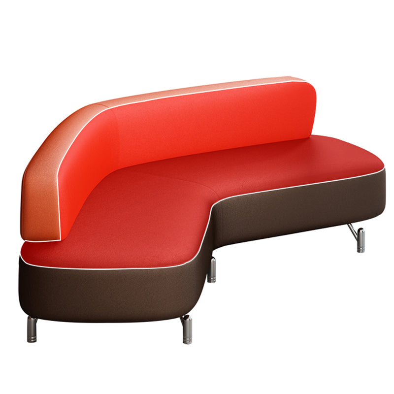 Leather Armless Settee Contemporary Tight Back Curved Sofa for Living Room