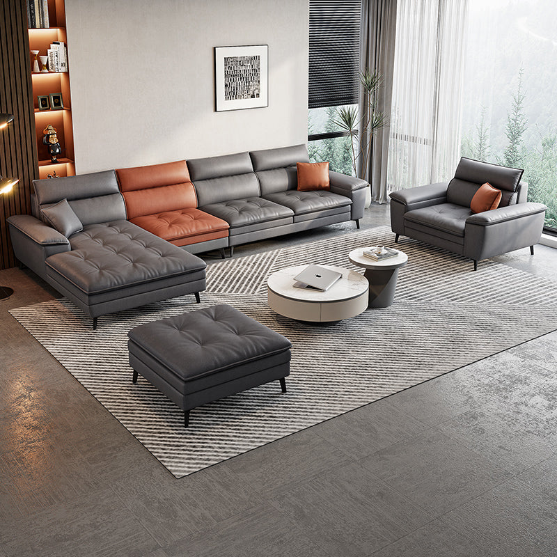 34.25 "H Faux Leather Pillow Top Arm Sofa & Chaise for Living Room