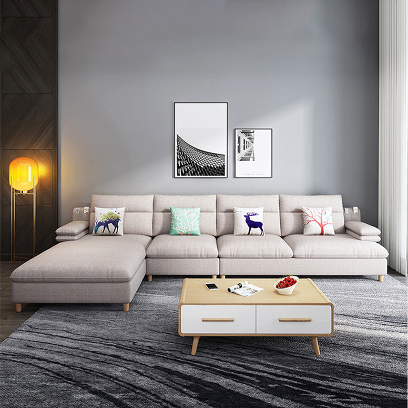 40.94 " H Pillow Top Arm Cotton Blend Sofa & Chaise for Living Room Clearhalo 'furn' 'furn_sectionals' 'Furniture' 'Living Room Furniture' 'Sectionals' 6159769