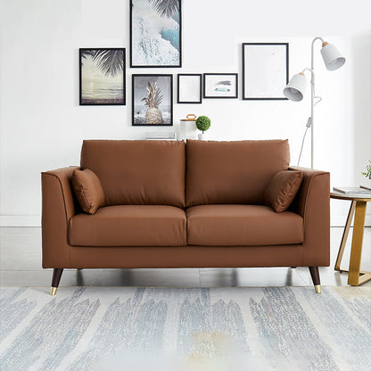 Contemporary Faux Leather Square Arm Sofa Cushions Standard Sofa