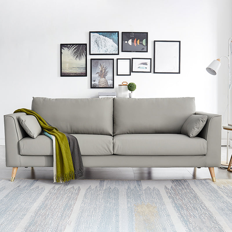 Contemporary Faux Leather Square Arm Sofa Cushions Standard Sofa