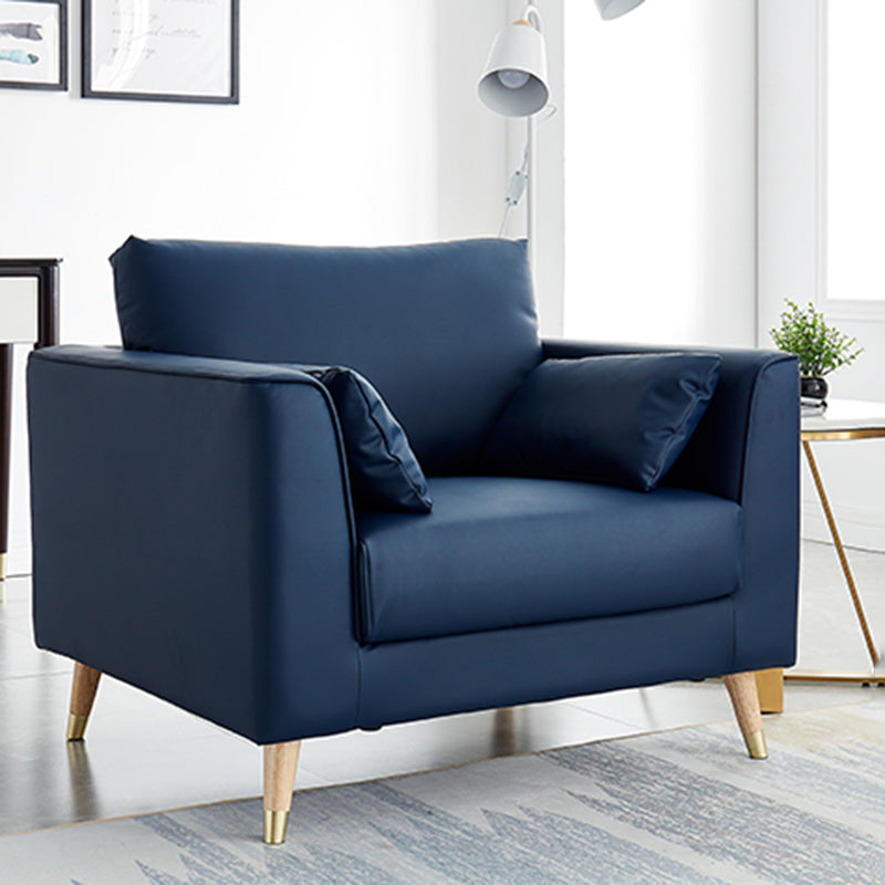 Contemporary Faux Leather Square Arm Sofa Cushions Standard Sofa