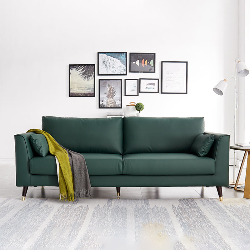 Contemporary Faux Leather Square Arm Sofa Cushions Standard Sofa